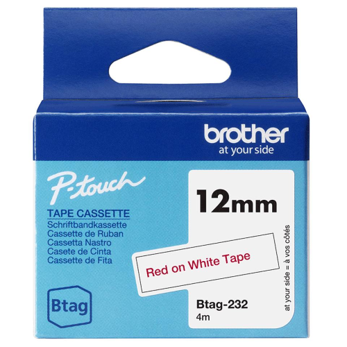 BROTHER BTAG232 NASTRO 12MM ROSSO SU BIA